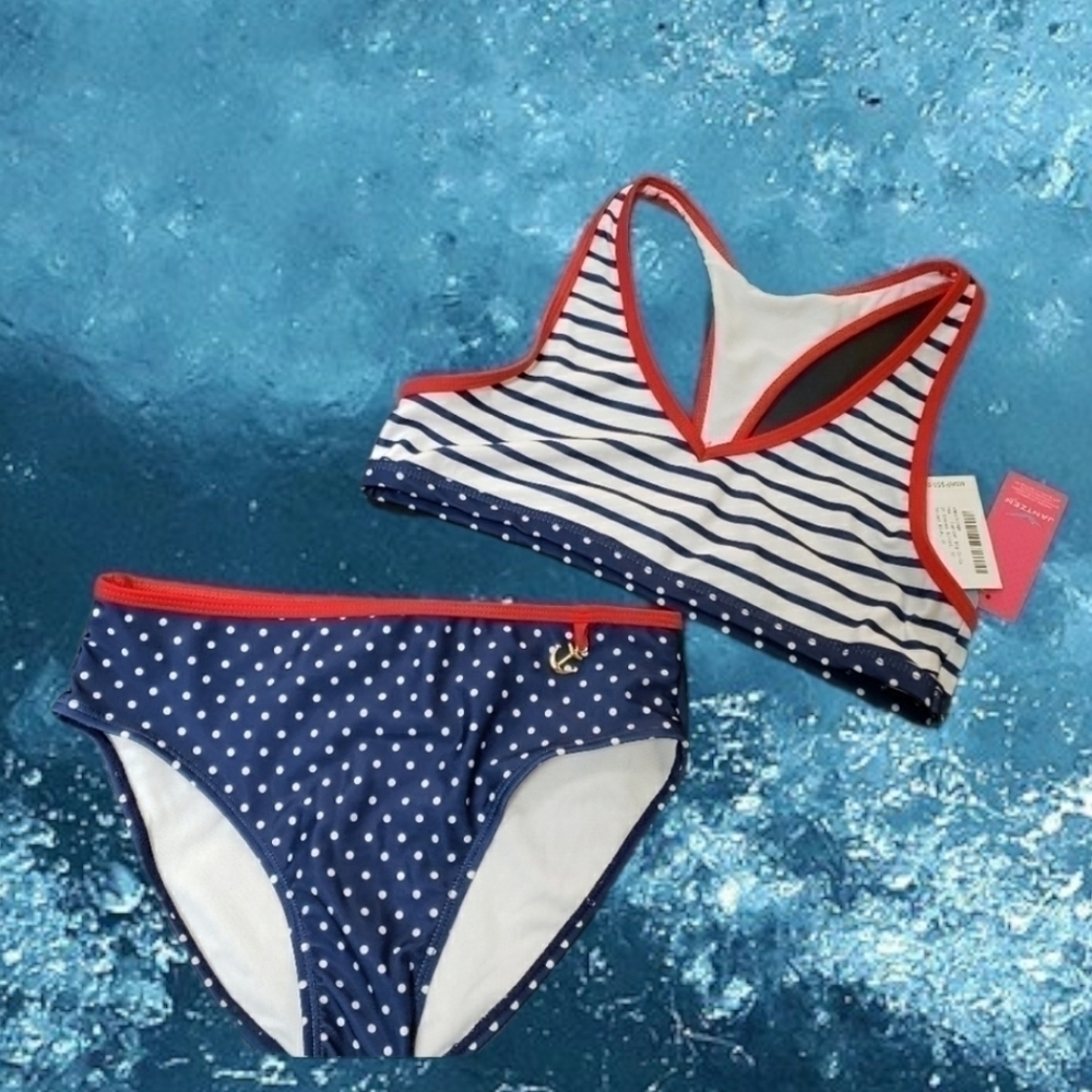 JANTZEN NWT Bikini Girls Sz 16 St. Tropez Blue Cruise Pool Party